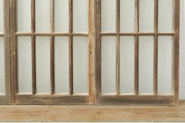 アンティーク建具　レトロな空間作りにおすすめなガラス窓4枚セット(引き戸、ガラス戸)(R-076597)