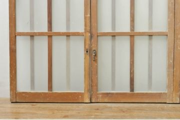 アンティーク建具　レトロな空間作りにおすすめなガラス窓4枚セット(引き戸、ガラス戸)(R-076597)