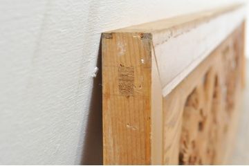 アンティーク建具　和の空間を演出する松と竹デザインの彫刻欄間1枚(明り取り、明かり取り、ランマ)(R-076600)