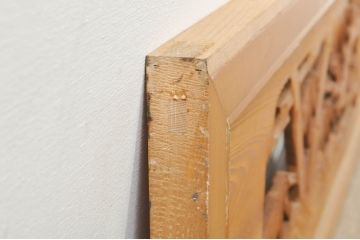 アンティーク建具　和の空間を演出する竹と梅デザインの彫刻欄間1枚(明り取り、明かり取り、ランマ)(R-076601)