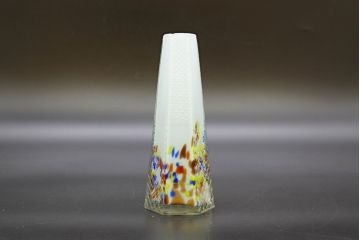 昭和レトロ　戦前　大正　置くだけでお部屋のアクセントになる古いマーブルガラス花瓶2個セット(六角、一輪挿し、花入、花器、硝子)(R-076605)
