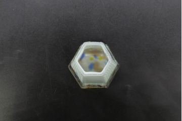 昭和レトロ　戦前　大正　置くだけでお部屋のアクセントになる古いマーブルガラス花瓶2個セット(六角、一輪挿し、花入、花器、硝子)(R-076605)