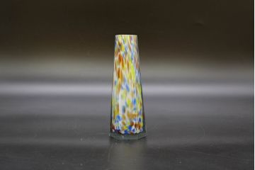 昭和レトロ　戦前　大正　置くだけでお部屋のアクセントになる古いマーブルガラス花瓶2個セット(六角、一輪挿し、花入、花器、硝子)(R-076605)