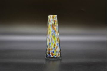 昭和レトロ　戦前　大正　置くだけでお部屋のアクセントになる古いマーブルガラス花瓶2個セット(六角、一輪挿し、花入、花器、硝子)(R-076605)