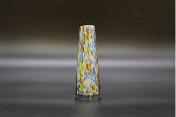 昭和レトロ　戦前　大正　置くだけでお部屋のアクセントになる古いマーブルガラス花瓶2個セット(六角、一輪挿し、花入、花器、硝子)(R-076605)