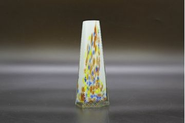 昭和レトロ　戦前　大正　置くだけでお部屋のアクセントになる古いマーブルガラス花瓶2個セット(六角、一輪挿し、花入、花器、硝子)(R-076606)