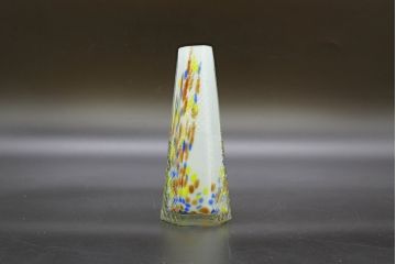 昭和レトロ　戦前　大正　置くだけでお部屋のアクセントになる古いマーブルガラス花瓶2個セット(六角、一輪挿し、花入、花器、硝子)(R-076606)