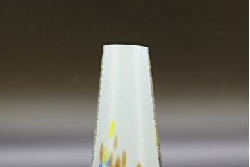 昭和レトロ　戦前　大正　置くだけでお部屋のアクセントになる古いマーブルガラス花瓶2個セット(六角、一輪挿し、花入、花器、硝子)(R-076606)
