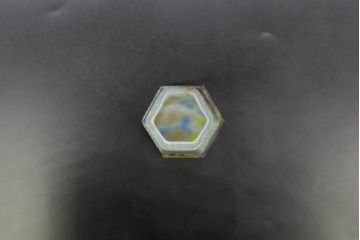 昭和レトロ　戦前　大正　置くだけでお部屋のアクセントになる古いマーブルガラス花瓶2個セット(六角、一輪挿し、花入、花器、硝子)(R-076606)