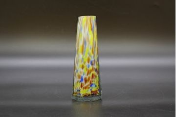 昭和レトロ　戦前　大正　置くだけでお部屋のアクセントになる古いマーブルガラス花瓶2個セット(六角、一輪挿し、花入、花器、硝子)(R-076606)