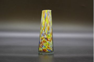 昭和レトロ　戦前　大正　置くだけでお部屋のアクセントになる古いマーブルガラス花瓶2個セット(六角、一輪挿し、花入、花器、硝子)(R-076606)
