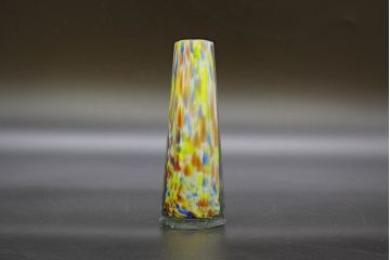昭和レトロ　戦前　大正　置くだけでお部屋のアクセントになる古いマーブルガラス花瓶2個セット(六角、一輪挿し、花入、花器、硝子)(R-076606)
