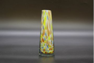 昭和レトロ　戦前　大正　置くだけでお部屋のアクセントになる古いマーブルガラス花瓶2個セット(六角、一輪挿し、花入、花器、硝子)(R-076606)