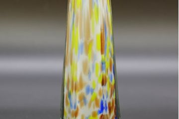 昭和レトロ　戦前　大正　置くだけでお部屋のアクセントになる古いマーブルガラス花瓶2個セット(六角、一輪挿し、花入、花器、硝子)(R-076606)