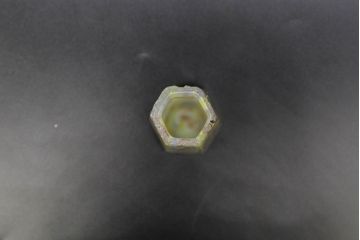 昭和レトロ　戦前　大正　置くだけでお部屋のアクセントになる古いマーブルガラス花瓶2個セット(六角、一輪挿し、花入、花器、硝子)(R-076606)
