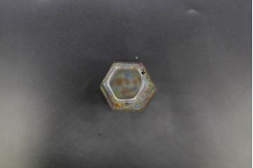 昭和レトロ　戦前　大正　置くだけでお部屋のアクセントになる古いマーブルガラス花瓶2個セット(六角、一輪挿し、花入、花器、硝子)(R-076607)