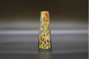 昭和レトロ　戦前　大正　置くだけでお部屋のアクセントになる古いマーブルガラス花瓶2個セット(六角、一輪挿し、花入、花器、硝子)(R-076607)