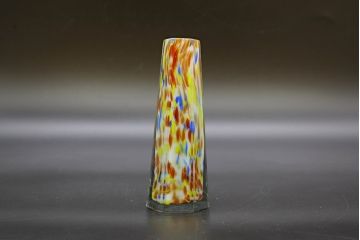 昭和レトロ　戦前　大正　置くだけでお部屋のアクセントになる古いマーブルガラス花瓶2個セット(六角、一輪挿し、花入、花器、硝子)(R-076607)