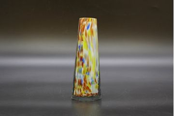 昭和レトロ　戦前　大正　置くだけでお部屋のアクセントになる古いマーブルガラス花瓶2個セット(六角、一輪挿し、花入、花器、硝子)(R-076607)