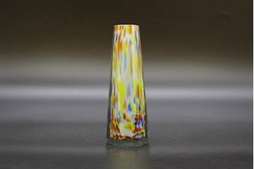 昭和レトロ　戦前　大正　置くだけでお部屋のアクセントになる古いマーブルガラス花瓶2個セット(六角、一輪挿し、花入、花器、硝子)(R-076607)