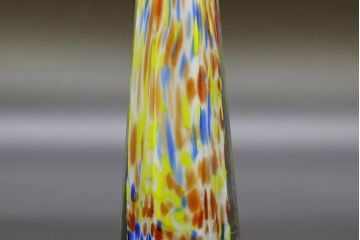 昭和レトロ　戦前　大正　置くだけでお部屋のアクセントになる古いマーブルガラス花瓶2個セット(六角、一輪挿し、花入、花器、硝子)(R-076607)