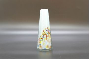 昭和レトロ　戦前　大正　置くだけでお部屋のアクセントになる古いマーブルガラス花瓶2個セット(六角、一輪挿し、花入、花器、硝子)(R-076608)