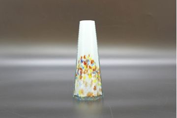 昭和レトロ　戦前　大正　置くだけでお部屋のアクセントになる古いマーブルガラス花瓶2個セット(六角、一輪挿し、花入、花器、硝子)(R-076608)