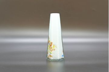 昭和レトロ　戦前　大正　置くだけでお部屋のアクセントになる古いマーブルガラス花瓶2個セット(六角、一輪挿し、花入、花器、硝子)(R-076608)