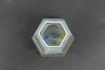 昭和レトロ　戦前　大正　置くだけでお部屋のアクセントになる古いマーブルガラス花瓶2個セット(六角、一輪挿し、花入、花器、硝子)(R-076608)