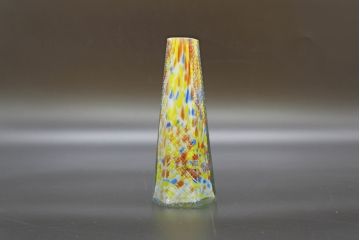 昭和レトロ　戦前　大正　置くだけでお部屋のアクセントになる古いマーブルガラス花瓶2個セット(六角、一輪挿し、花入、花器、硝子)(R-076609)