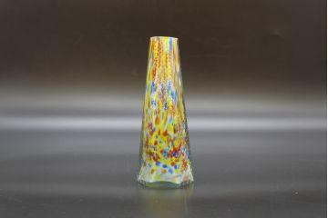 昭和レトロ　戦前　大正　置くだけでお部屋のアクセントになる古いマーブルガラス花瓶2個セット(六角、一輪挿し、花入、花器、硝子)(R-076609)