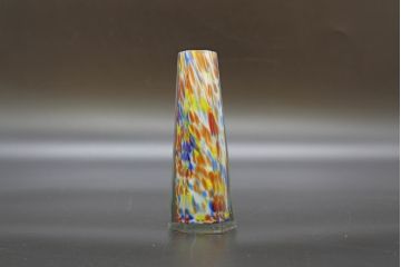 昭和レトロ　戦前　大正　置くだけでお部屋のアクセントになる古いマーブルガラス花瓶2個セット(六角、一輪挿し、花入、花器、硝子)(R-076609)