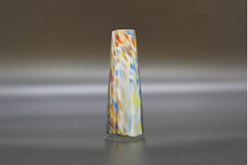 昭和レトロ　戦前　大正　置くだけでお部屋のアクセントになる古いマーブルガラス花瓶2個セット(六角、一輪挿し、花入、花器、硝子)(R-076609)