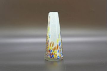 昭和レトロ　戦前　大正　置くだけでお部屋のアクセントになる古いマーブルガラス花瓶2個セット(六角、一輪挿し、花入、花器、硝子)(R-076610)