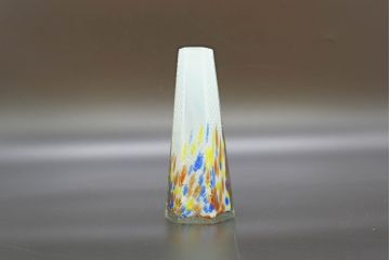 昭和レトロ　戦前　大正　置くだけでお部屋のアクセントになる古いマーブルガラス花瓶2個セット(六角、一輪挿し、花入、花器、硝子)(R-076610)