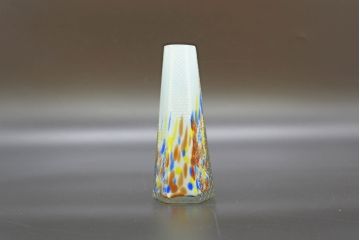 昭和レトロ　戦前　大正　置くだけでお部屋のアクセントになる古いマーブルガラス花瓶2個セット(六角、一輪挿し、花入、花器、硝子)(R-076610)