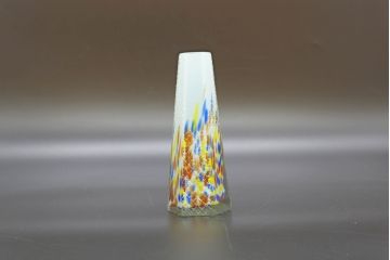 昭和レトロ　戦前　大正　置くだけでお部屋のアクセントになる古いマーブルガラス花瓶2個セット(六角、一輪挿し、花入、花器、硝子)(R-076610)
