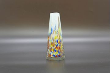 昭和レトロ　戦前　大正　置くだけでお部屋のアクセントになる古いマーブルガラス花瓶2個セット(六角、一輪挿し、花入、花器、硝子)(R-076610)