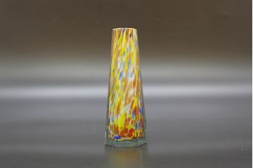 昭和レトロ　戦前　大正　置くだけでお部屋のアクセントになる古いマーブルガラス花瓶2個セット(六角、一輪挿し、花入、花器、硝子)(R-076610)