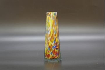 昭和レトロ　戦前　大正　置くだけでお部屋のアクセントになる古いマーブルガラス花瓶2個セット(六角、一輪挿し、花入、花器、硝子)(R-076610)