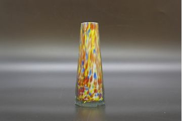 昭和レトロ　戦前　大正　置くだけでお部屋のアクセントになる古いマーブルガラス花瓶2個セット(六角、一輪挿し、花入、花器、硝子)(R-076610)