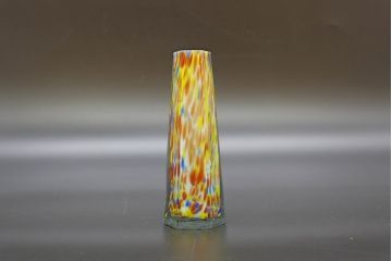 昭和レトロ　戦前　大正　置くだけでお部屋のアクセントになる古いマーブルガラス花瓶2個セット(六角、一輪挿し、花入、花器、硝子)(R-076610)