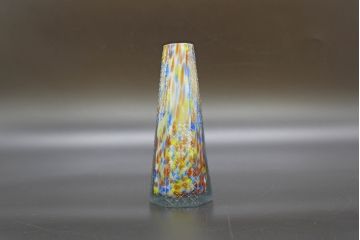 昭和レトロ　戦前　大正　置くだけでお部屋のアクセントになる古いマーブルガラス花瓶2個セット(六角、一輪挿し、花入、花器、硝子)(R-076611)