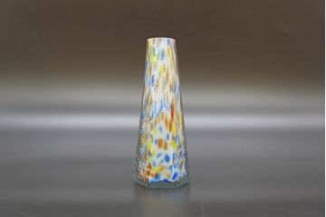 昭和レトロ　戦前　大正　置くだけでお部屋のアクセントになる古いマーブルガラス花瓶2個セット(六角、一輪挿し、花入、花器、硝子)(R-076612)