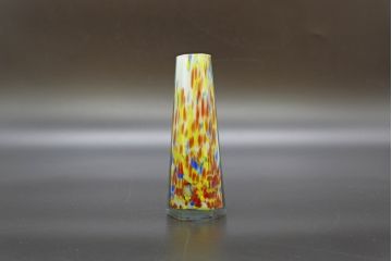 昭和レトロ　戦前　大正　置くだけでお部屋のアクセントになる古いマーブルガラス花瓶2個セット(六角、一輪挿し、花入、花器、硝子)(R-076612)