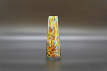 昭和レトロ　戦前　大正　置くだけでお部屋のアクセントになる古いマーブルガラス花瓶2個セット(六角、一輪挿し、花入、花器、硝子)(R-076612)