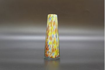 昭和レトロ　戦前　大正　置くだけでお部屋のアクセントになる古いマーブルガラス花瓶2個セット(六角、一輪挿し、花入、花器、硝子)(R-076612)