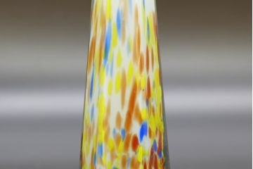昭和レトロ　戦前　大正　置くだけでお部屋のアクセントになる古いマーブルガラス花瓶2個セット(六角、一輪挿し、花入、花器、硝子)(R-076612)