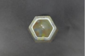 昭和レトロ　戦前　大正　置くだけでお部屋のアクセントになる古いマーブルガラス花瓶2個セット(六角、一輪挿し、花入、花器、硝子)(R-076612)