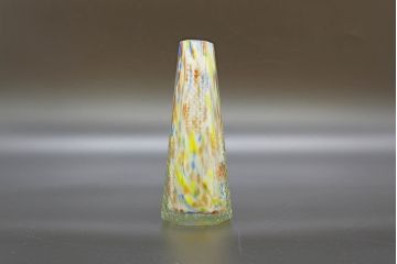 昭和レトロ　戦前　大正　置くだけでお部屋のアクセントになる古いマーブルガラス花瓶2個セット(六角、一輪挿し、花入、花器、硝子)(R-076613)
